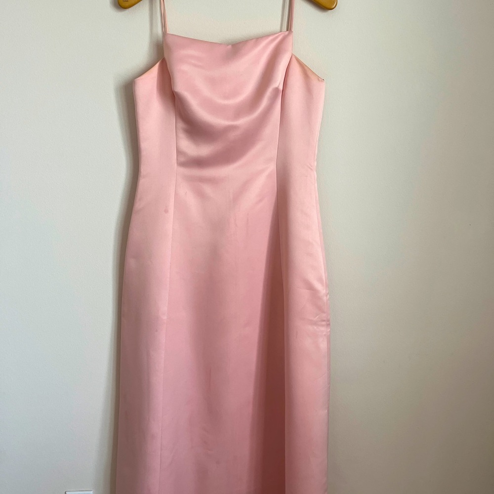 BCBG Max Azria Pink Satin Tea-Length Slip Dress - Size 10